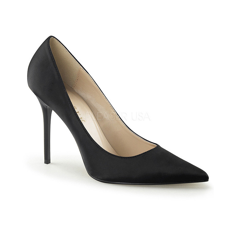 Black Satin 10 cm CLASSIQUE-20 pointed toe stiletto pumps