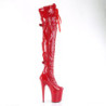 Patent 20 cm FLAMINGO-3028 high heeled thigh high boots with buckles red