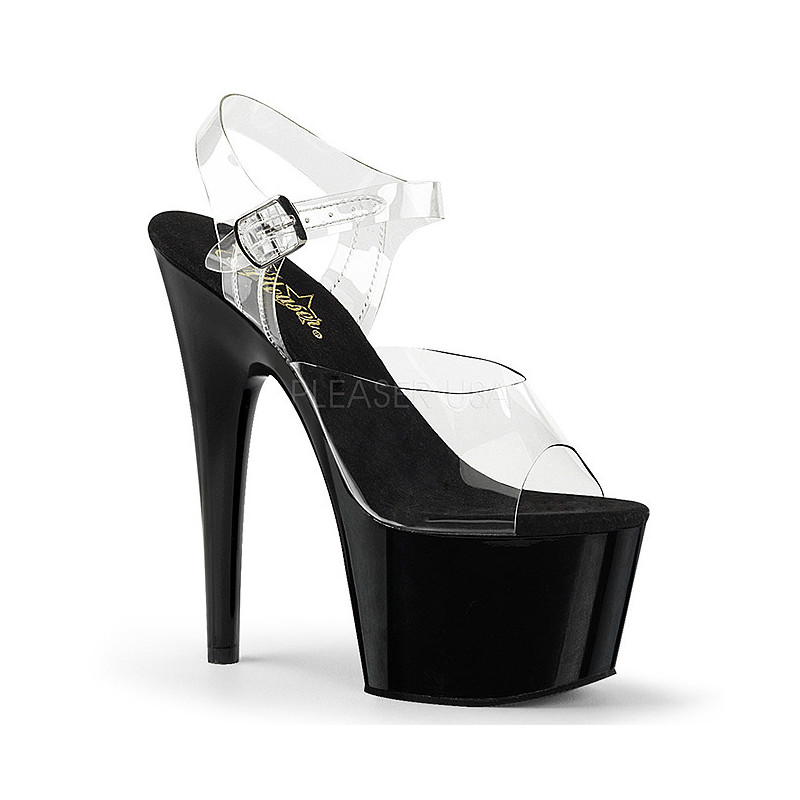 Transparent 18 cm ADORE-708 High Heels Black Platform