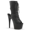 Black Leatherette 18 cm ADORE-1016 Open Toe Platform Ankle Calf Boots