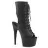 Black Leatherette 18 cm ADORE-1016 Open Toe Platform Ankle Calf Boots