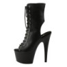 Black Leatherette 18 cm ADORE-1016 Open Toe Platform Ankle Calf Boots