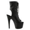 Black Leatherette 18 cm ADORE-1016 Open Toe Platform Ankle Calf Boots