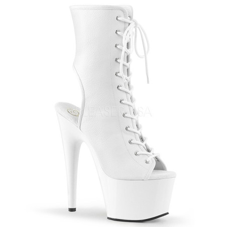White Leatherette 18 cm ADORE-1016 Open Toe Platform Ankle Calf Boots