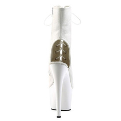 White Leatherette 18 cm ADORE-1016 Open Toe Platform Ankle Calf Boots