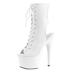 White Leatherette 18 cm ADORE-1016 Open Toe Platform Ankle Calf Boots