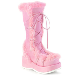 Faux Fur Trim 7 cm CUBBY-311 lolita boots platform in rose