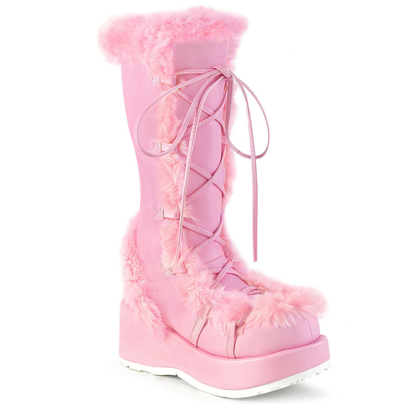 Faux Fur Trim 7 cm CUBBY-311 lolita boots platform in rose