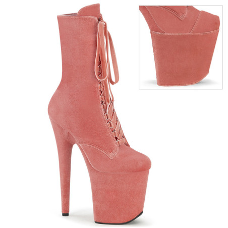 Velvet 20 cm FLAMINGO-1045VEL Rose heeled boots + protective toe caps