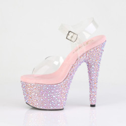 Rose 18 cm BEJEWELED-708MS Pole dance high heels shoes rhinestones platform
