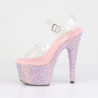 Rosa 18 cm BEJEWELED-708MS scarpe tacco alto pole dance e strass plateau