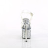 Silver 18 cm ESTEEM-708LG Glitter Platform High Heels Shoes