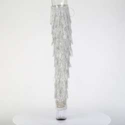 Silver 18 cm pole dance exotic overknee boots rhinestone fringes