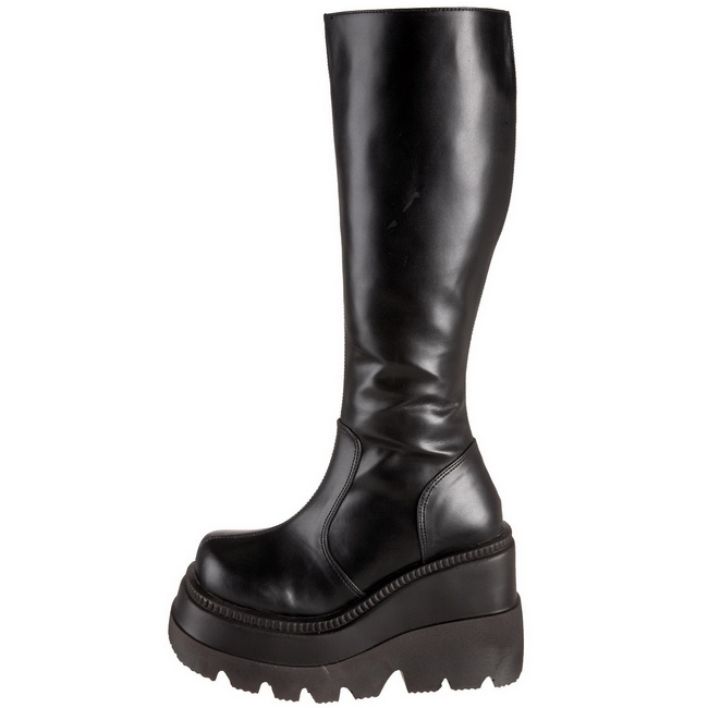 demonia SHAKER-100 stivali con zeppa alta neri taglie 38 - 39