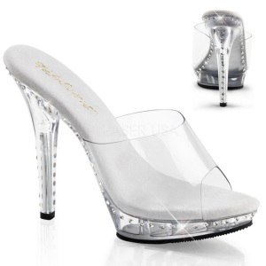 Argento 13 cm Fabulicious LIP-101LS Strass Plateau Mules Alte