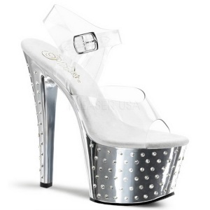 Argento 18 cm Pleaser STARDUST-708 Tacchi Alti Cromo Plateau