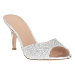 Argento 8,5 cm LUCY-01 scintillare basso ciabatta donna con tacco