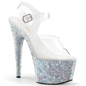 Argento glitter plateau 18 cm ADORE-708LG scarpe da pole dance