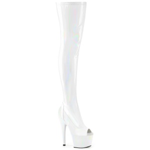 Bianco 18 cm ADORE-3011HWR Ologramma piattaforma stivali overknee spuntate