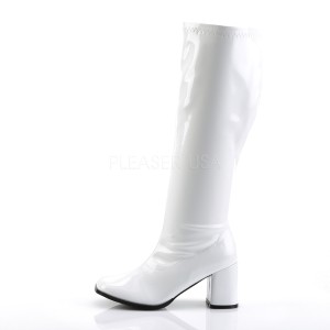 Bianco Verniciata 7,5 cm GOGO-300WC Stivali da donna con gambale largo