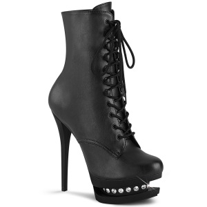 Black 15,5 cm BLONDIE-R-1020 lace up platform ankle boots in vegan
