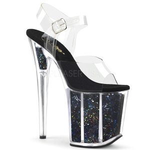 Black 20 cm FLAMINGO-808GF glitter platform high heels shoes