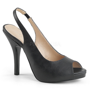 Black Leatherette 12,5 cm EVE-04 big size sandals womens