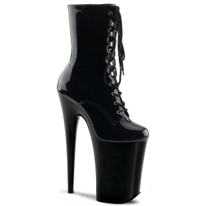 Black Patent 23 cm INFINITY-1020 extrem platform high heels ankle boots