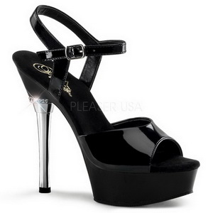 Black Shiny 14 cm ALLURE-609 Platform Stiletto High Heels