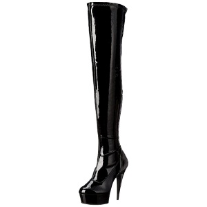 Black Shiny 15,5 cm DELIGHT-3000 High Heeled Overknee Boots