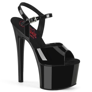 Black sandals platform 18 cm PASSION-709 pleaser high heels sandals