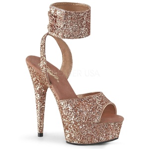 Dorato Brillare 15 cm DELIGHT-691LG Sandali piattaforma con cinturini alla caviglia