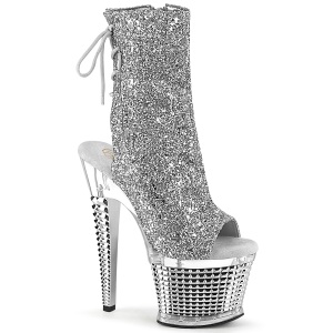 Glitter 18 cm SPECTATOR-1018G Exotic platform peep toe ankle boots silver