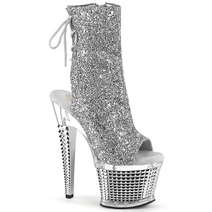 Glitter 18 cm SPECTATOR-1018G stivaletti spuntate con tacco e piattaforma argento