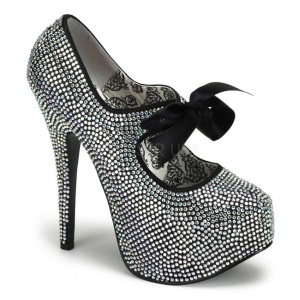 Gray Rhinestone 14,5 cm Burlesque TEEZE-04R Platform Pumps Women Shoes