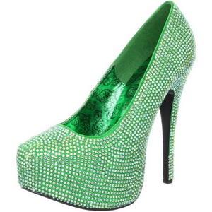 Green Rhinestone 14,5 cm Burlesque TEEZE-06R Platform Pumps Women Shoes