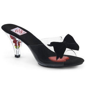Nero 7,5 cm BELLE-301BOW Pinup scarpe ciabattine con farfallino