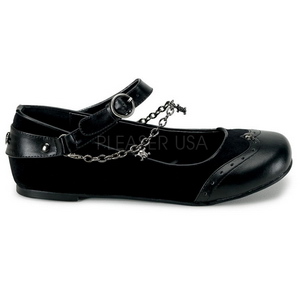 Nero DAISY-07 scarpe gotico ballerine tacco basso