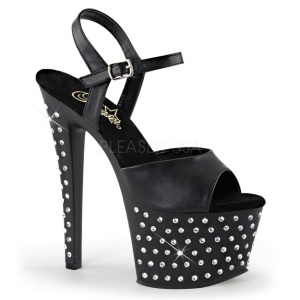 Nero Ecopelle 18 cm STARDUST-709 Sandali Donna Plateau di Cristallo