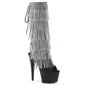 Nero Strass 18 cm ADORE-2024RSF stivali con frange donna tacco altissime