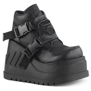Nero Vegan 12 cm STOMP-15 lolita stivaletti con zeppa plateau