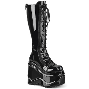 Patent 15 cm WAVE-200 demoniacult knee boots wedges platform