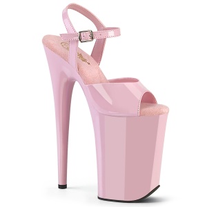 Patent 23 cm INFINITY-909 Rosa extrem platform high heels shoes