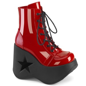 Patent emo 13 cm DYNAMITE-106 wedge ankle boots platform red