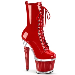 Patent platform 18 cm SPECTATOR-1040 lace up ankle booties in red