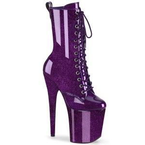 Porpora glitter 20 cm plateau stivaletti tacco alto donna