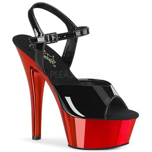 Red 15 cm Pleaser KISS-209 Chrome Platform High Heels