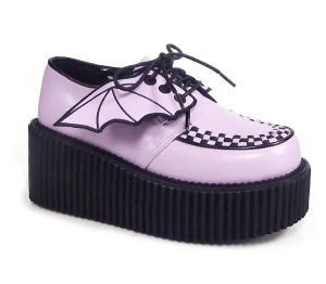 Rosa 7,5 cm CREEPER-205 rockabilly scarpe creepers donna ali di pipistrello