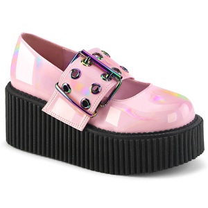 Rosa 7,5 cm CREEPER-230 maryjane scarpe creepers donna fibbia larga