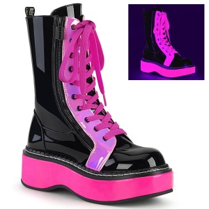 Rosa neon 5 cm EMILY-350 stivaletti cyberpunk con plateau